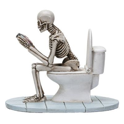 5&quot; Skeleton Statue - Skull on Toilet, SKU PG-13879, UPC 700317052265