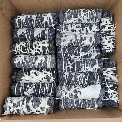 4&quot; Yin &amp; Yang - Black White Sage &amp; Mugwort Smudge Stick, SKU S05-MS1-N60-1, UPC 700317374749