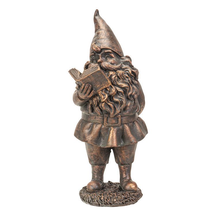 8&quot; Gnome Statue - Bronze Reading, SKU PG-14793, UPC 700317041313
