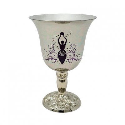 4.75&quot; Stainless Steel Chalice / Goblet - Goddess of Earth, SKU 21-GE, UPC 700317309710