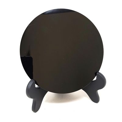 5.9&quot; Black Obsidian Scrying Mirror with Stand, SKU I09-SCM-15, UPC 700317381167