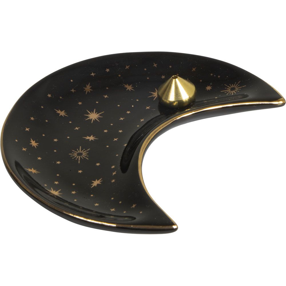 3.75&quot; Ceramic Incense Burner - Moon, SKU KH-89733, UPC 700317245827