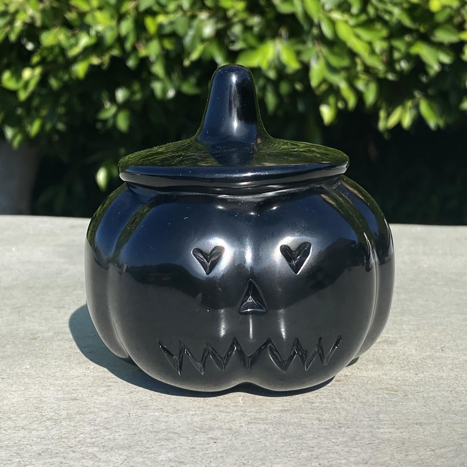 Natural Black Obsidian Hand Carved Large Pumpkin with Face 2 - 1.72 lbs (3.5 x 3.75 inch), SKU MP-1…