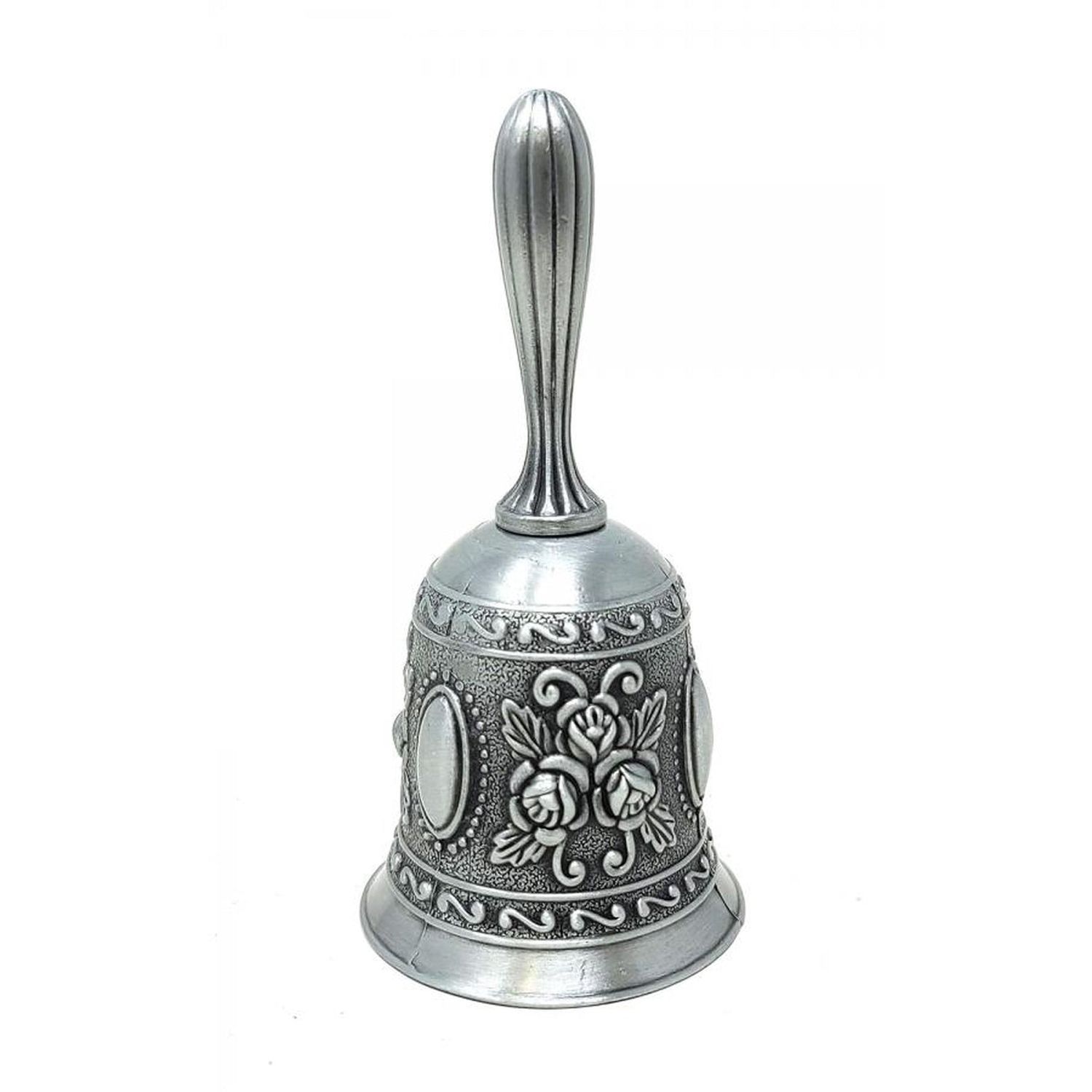 4.5&quot; Floral Altar Hand Bell in Antiqued Finish, SKU ABL-COAL, UPC 700317301523