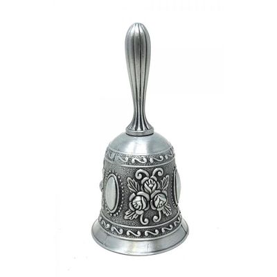 4.5&quot; Floral Altar Hand Bell in Antiqued Finish, SKU ABL-COAL, UPC 700317301523