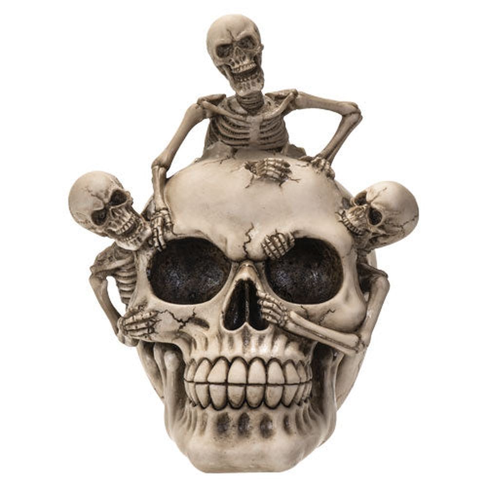 7&quot; Skeleton Statue - Skull with Three Skeletons, SKU PG-14692, UPC 700317052333