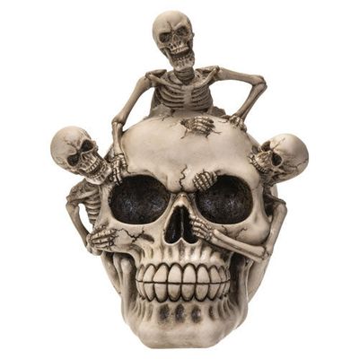 7&quot; Skeleton Statue - Skull with Three Skeletons, SKU PG-14692, UPC 700317052333