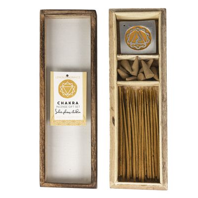 Chakra Incense Gift Set with Wood Box - Solar Plexus (Lemon), SKU PG-14556, UPC 700317032106