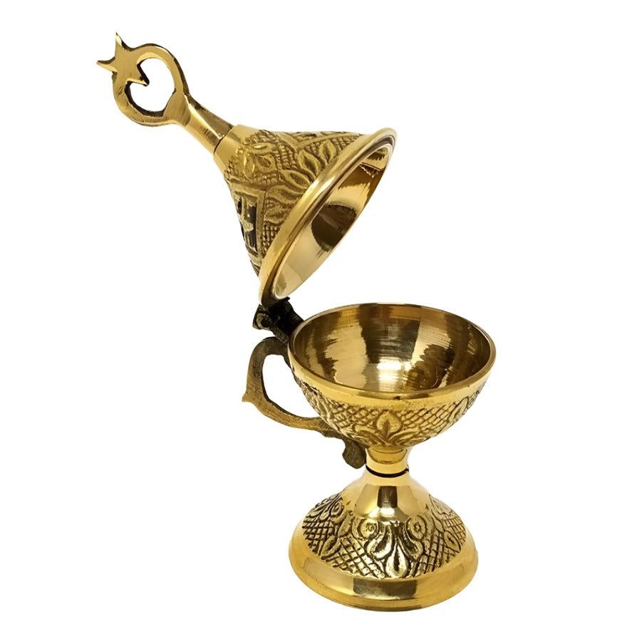 4.5&quot; Carved Brass Burner, SKU 8074, UPC 6016002924989