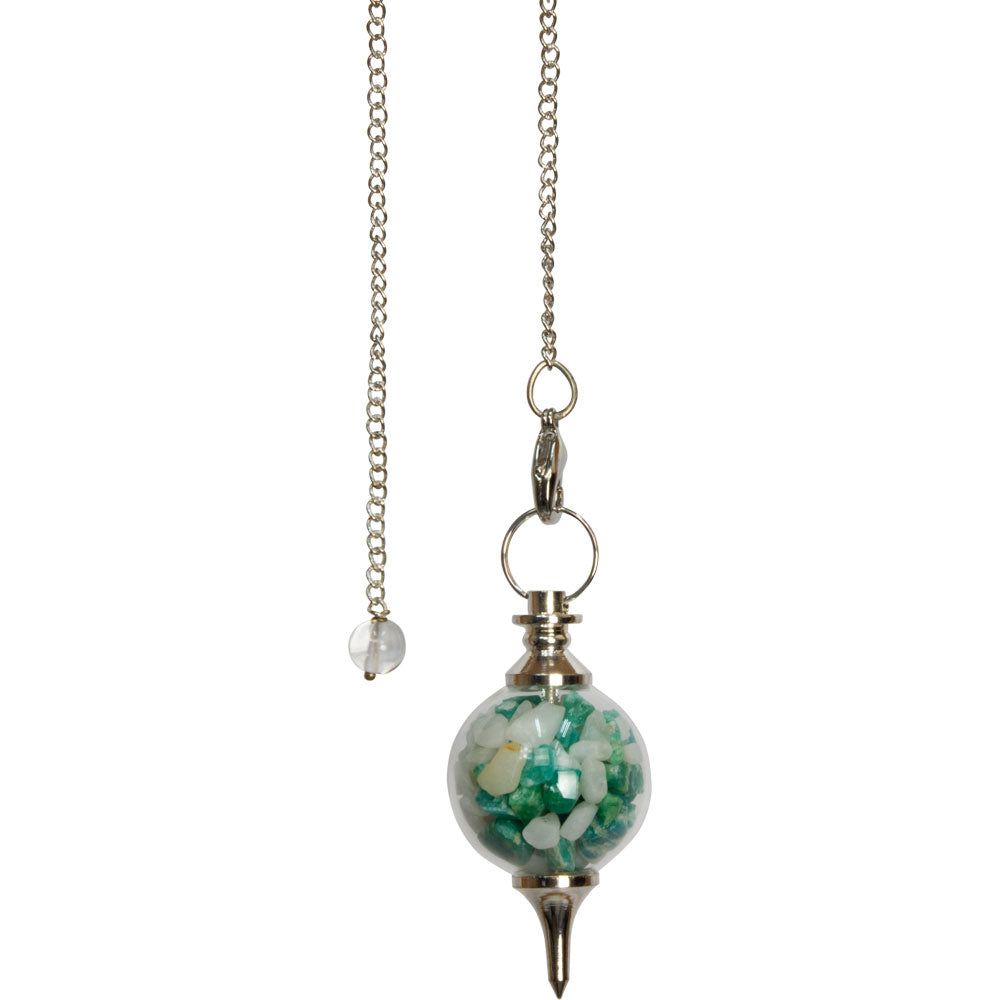 Pendulum Glass Sephoroton - Amazonite &amp; White Agate Chips - Balance, SKU KH-61365, UPC 700317069485