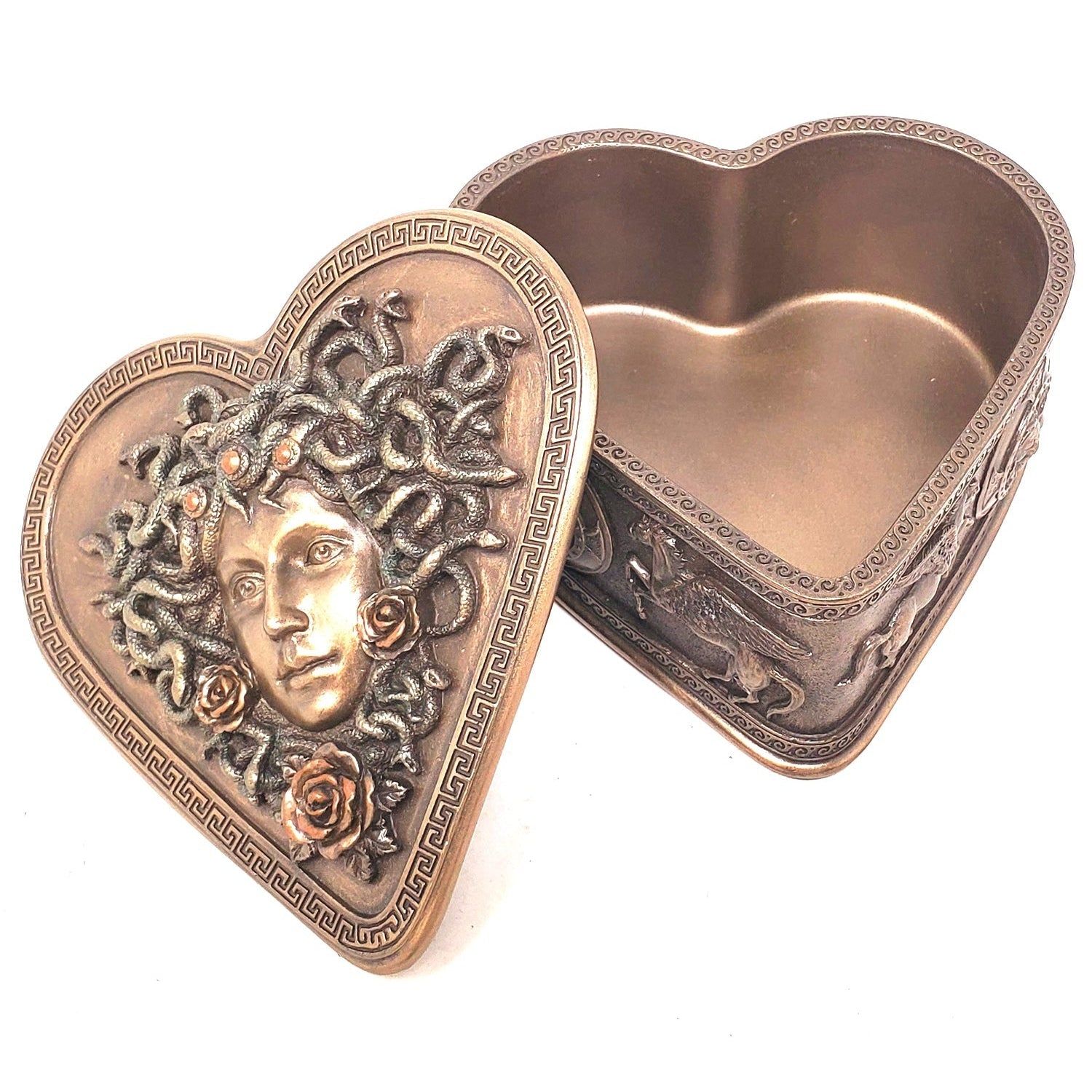 4.5&quot; Medusa Heart Shaped Trinket Box, SKU 77578A4, UPC 700317304500