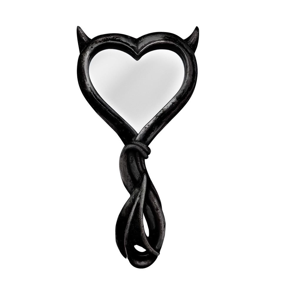 9&quot; Devil&#39;s Heart Mirror (Black), SKU AL-V80B, UPC 700317063964