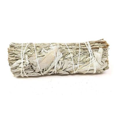 4&quot; White &amp; Blue Sage Smudge Stick, SKU L02-25-MS1-BS, UPC 6016205965901