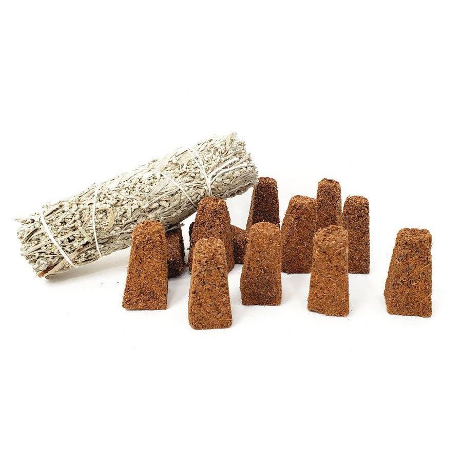 Natural Blue Sage Smudge Cones (12 Pack), SKU BSC-12PK, UPC 700317308652