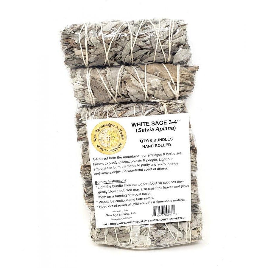 4&quot; California White Sage Smudge Stick (6 Pack), SKU SB5-6, UPC 6016202936997