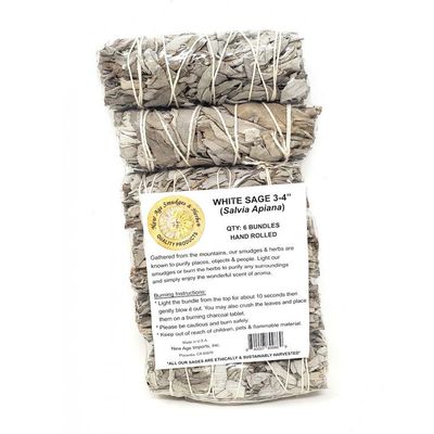 4&quot; California White Sage Smudge Stick (6 Pack), SKU SB5-6, UPC 6016202936997
