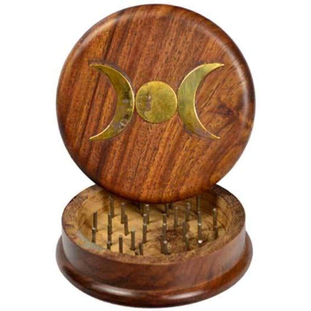 3&quot; Triple Moon Herb Grinder with Brass Inlay, SKU A02-01-WG3TM, UPC 6016200145186