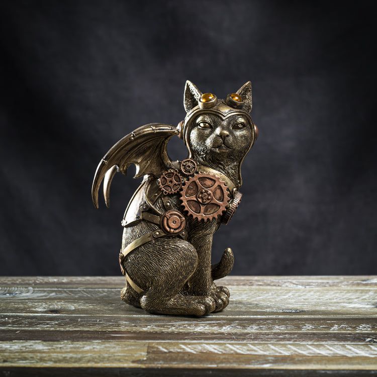 8.9&quot; Steampunk Cat Statue, SKU PG-14349, UPC 700317295488