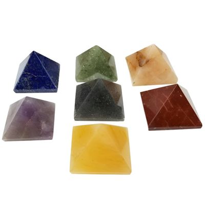 Chakra Gemstone Pyramid Set with Box (Set of 7), SKU P203, UPC 700317304012