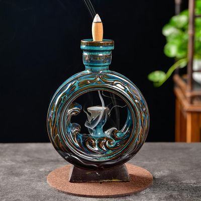 7.5&quot; Ceramic Backflow Incense Burner - Waterfall, SKU BFL-37, UPC 700317309550