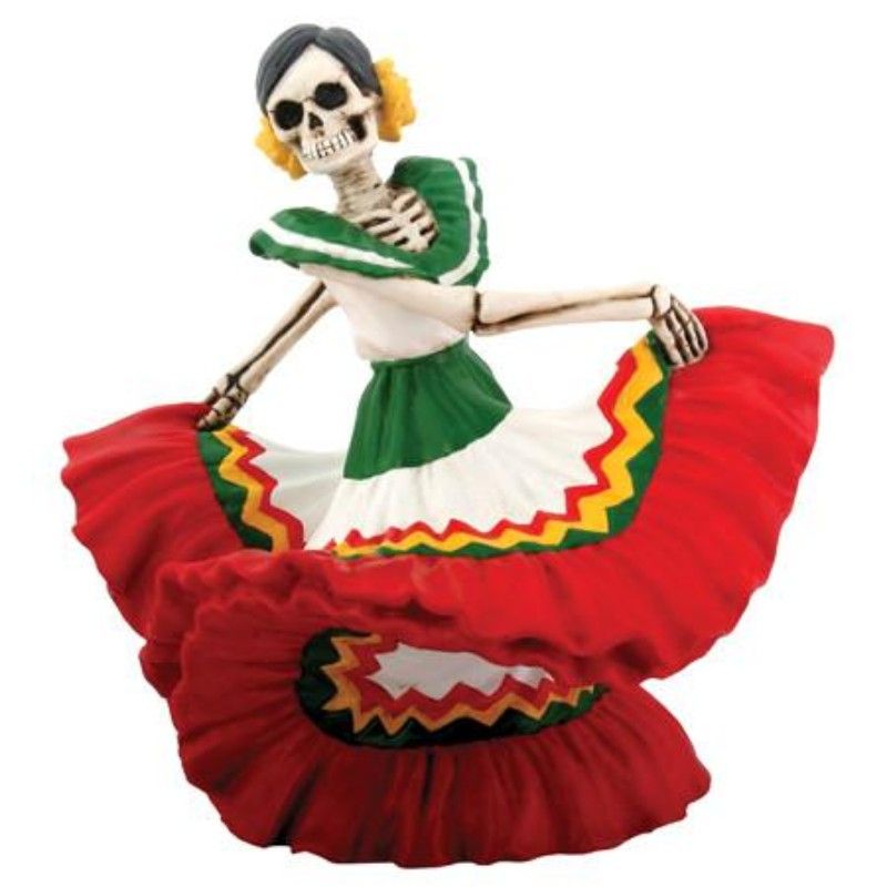 6&quot; Day of the Dead Statue - Dancing Senorita Red, SKU PG-Y7813, UPC 700317038535
