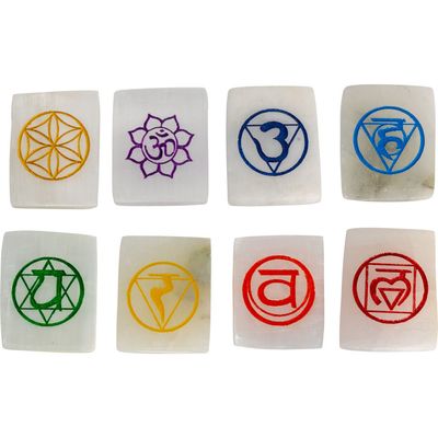 Selenite Mini Charging Plates - Chakra (Set of 8), SKU KH-63167, UPC 700317117674