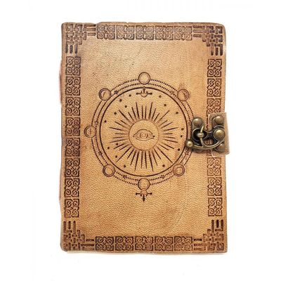 5&quot; x 7&quot; Moon Phase Embossed Leather Journal with Latch, SKU JB75-MP, UPC 6016024099047