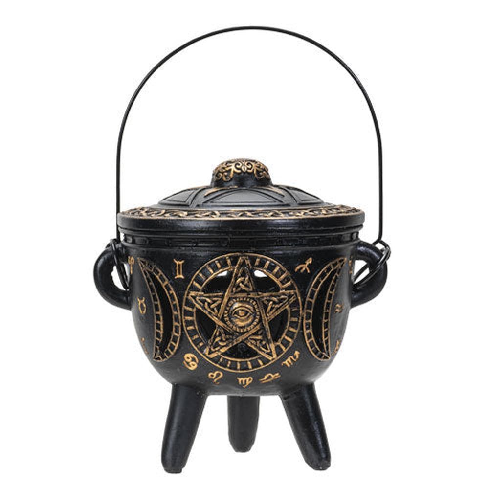7.2&quot; Black &amp; Gold Cauldron with LED Light, SKU PG-14396, UPC 700317059202