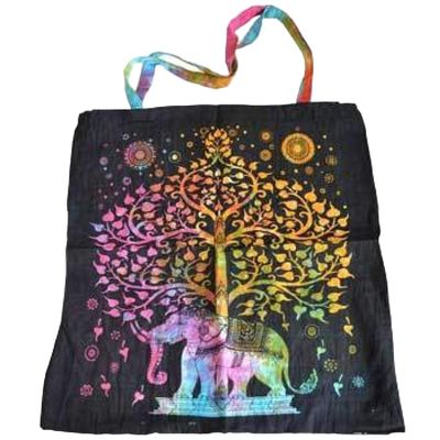 18&quot; x 18&quot; Elephant Tree Tie Dye Tote Bag, SKU Z043-SC74-ETT, UPC 6016212440453