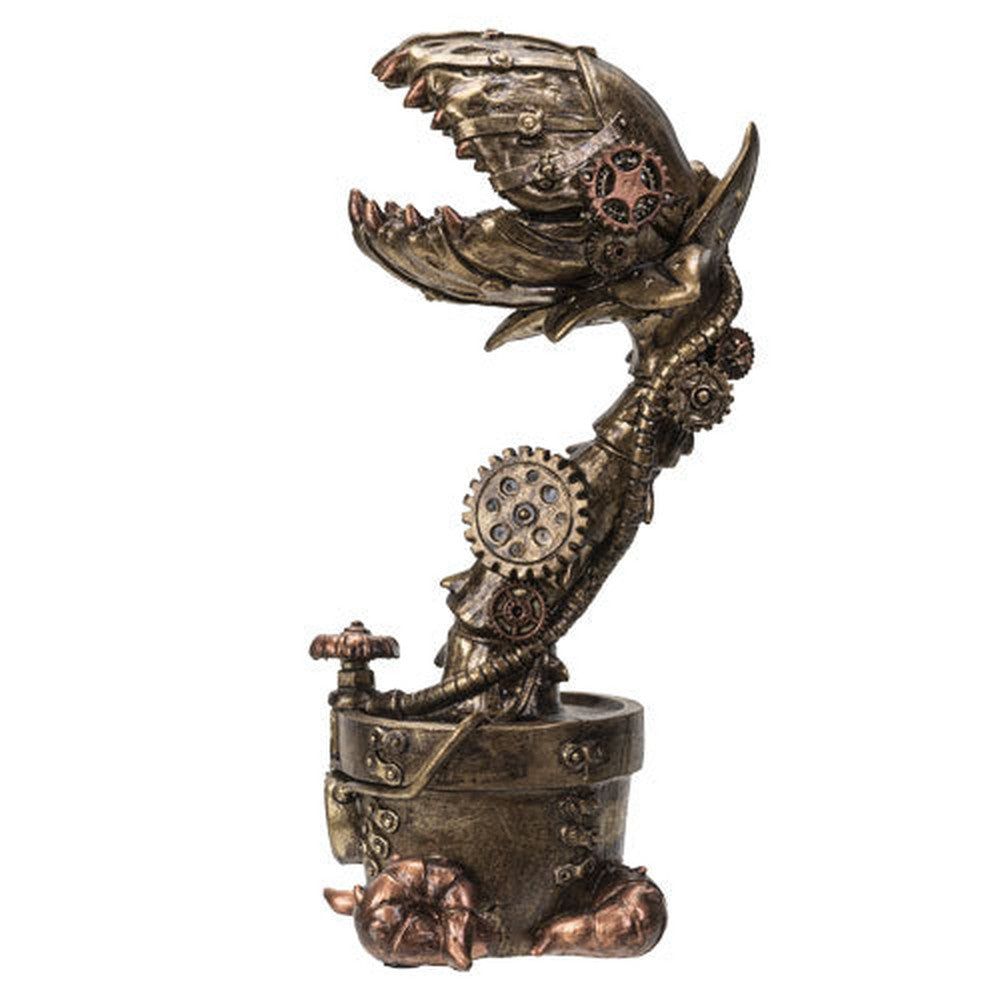 9.5&quot; Steampunk Venus Flytrap Plant Statue, SKU PG-14350, UPC 700317392828