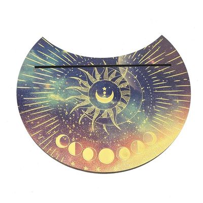12&quot; Wooden Crescent Tarot Card Holder Moon Phase, SKU I10-32-TW-15-A, UPC 700317381761