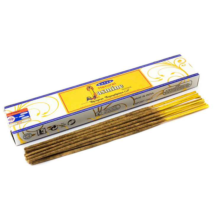 Natural Jasmine Satya Incense Sticks 15 gram, SKU NA-36, UPC 6016205561554