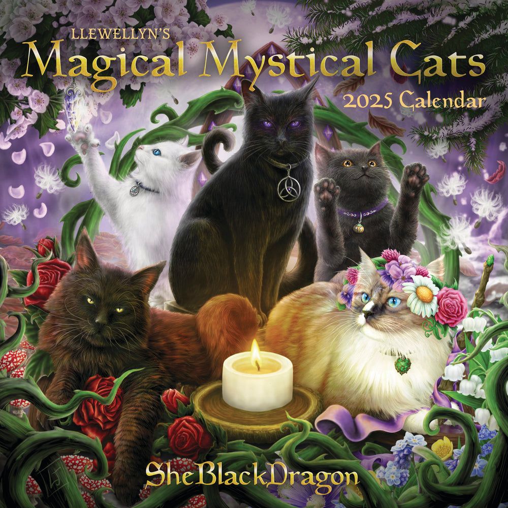 Llewellyn&#39;s 2025 Magical Mystical Cats Calendar by Llewellyn, Sheblackdragon, SKU LW2282, UPC 70031…