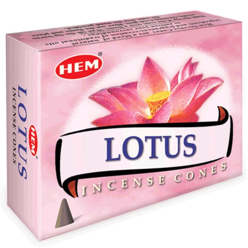 Lotus HEM Cone Incense (10 Cones), SKU LT12, UPC 700317305811
