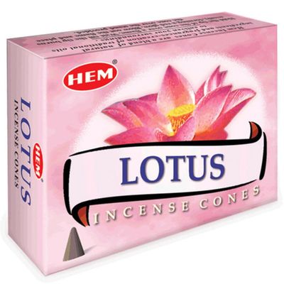 Lotus HEM Cone Incense (10 Cones), SKU LT12, UPC 700317305811