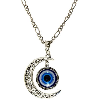 Evil Eye Protection Necklace - Crescent Moon, SKU QQ076-TKE-12, UPC 6016016189183