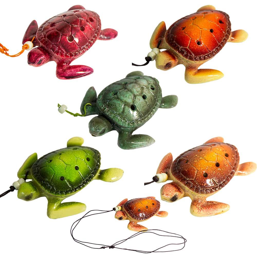 4&quot; Ceramic Ocarina Turtle (Assorted Colors), SKU KH-31289, UPC 700317389538