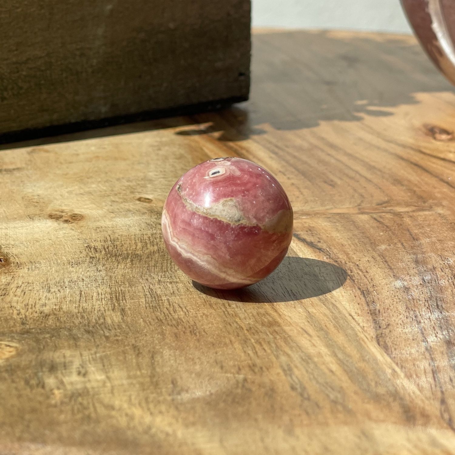 Natural Rhodochrosite Hand Carved Crystal Small Sphere - .10 lbs (29 mm), SKU MP-380, UPC 601602594…
