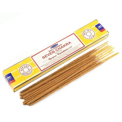 Seven Chakra Satya Incense Sticks 15 gram, SKU SNSC15, UPC