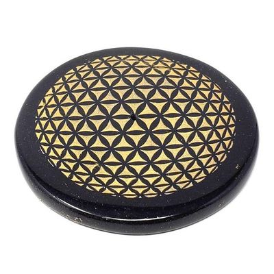3&quot; Black Agate Incense Burner - Flower of Life, SKU S06-24-COAST-12, UPC 700317371915