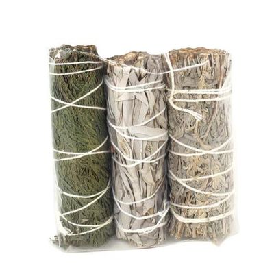 4&quot; Cedar, White &amp; Blue Sage Smudge Stick (3 Pack), SKU BWC3, UPC 6016203525527
