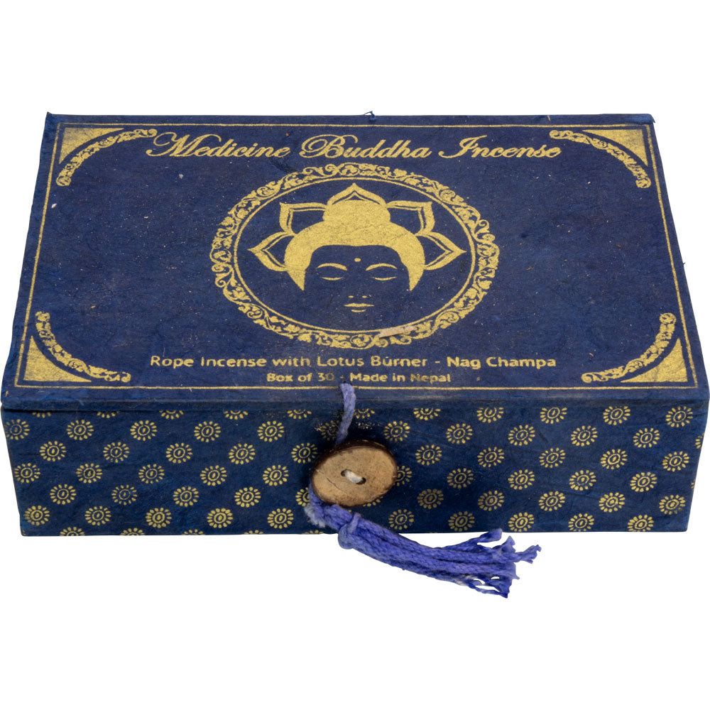 Medicine Buddha Rope Incense with Lotus Holder - Nag Champa (Pack of 30), SKU KH-72410, UPC 7003170…
