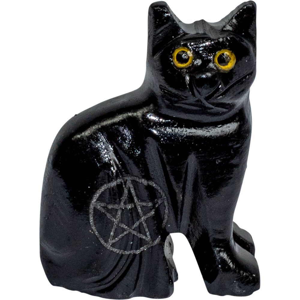 1.5&quot; Black Onyx Cat with Pentacle, SKU KH-33690-D6, UPC 6016002297274