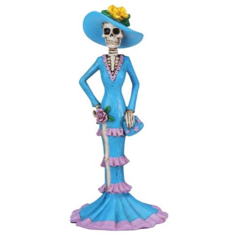 5.5&quot; Day of the Dead Statue - Senorita Blue, SKU PG-Y7890, UPC 700317038597
