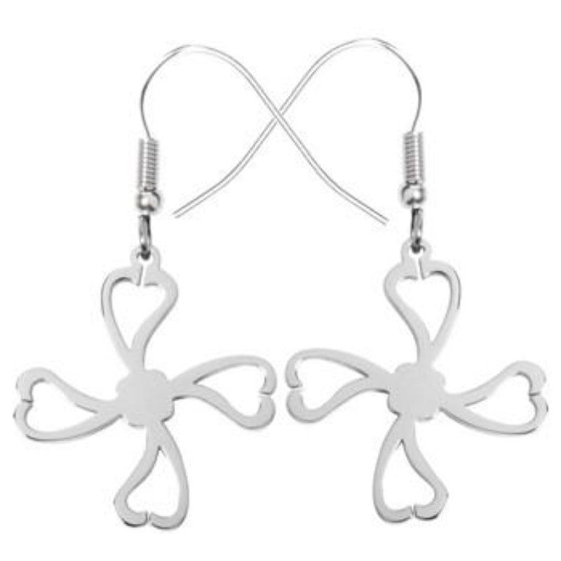 Four Hearts Clover Stainless Steel Earrings, SKU PG-Y2770, UPC 6016015664674