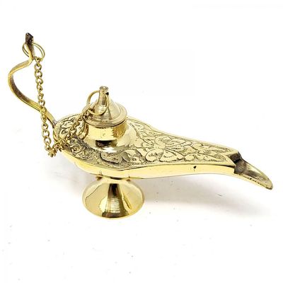 5&quot; Brass Aladdin Genie Lamp Cone Burner, SKU 16875, UPC 6016224032035