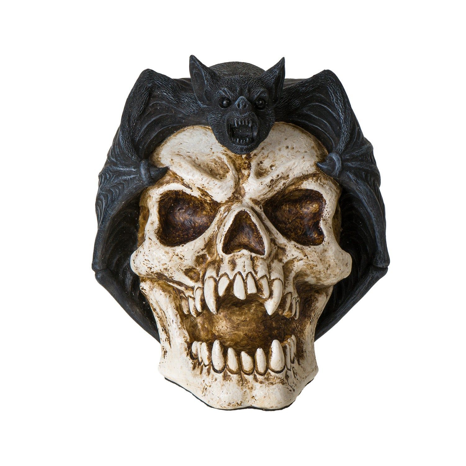 6.25&quot; Bat and Skull Statue, SKU PG-15941, UPC 700317398615