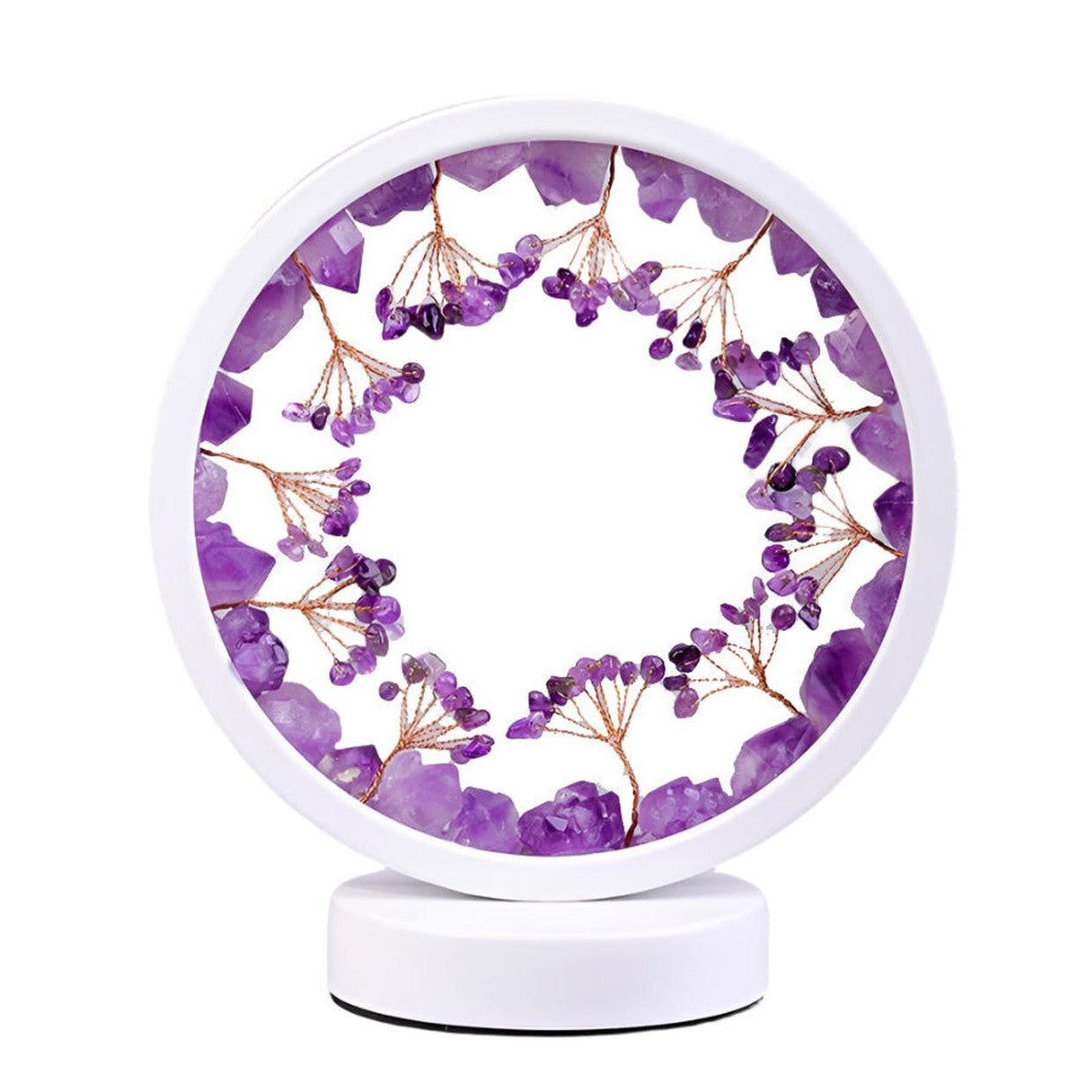 8&quot; Round Dimmable Gemstone Lamp - Amethyst, SKU GMLAMP-07, UPC 700317417118