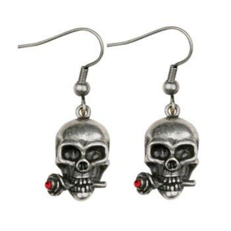 Skull with Rose Earrings, SKU PG-Y2355, UPC 6016033313370