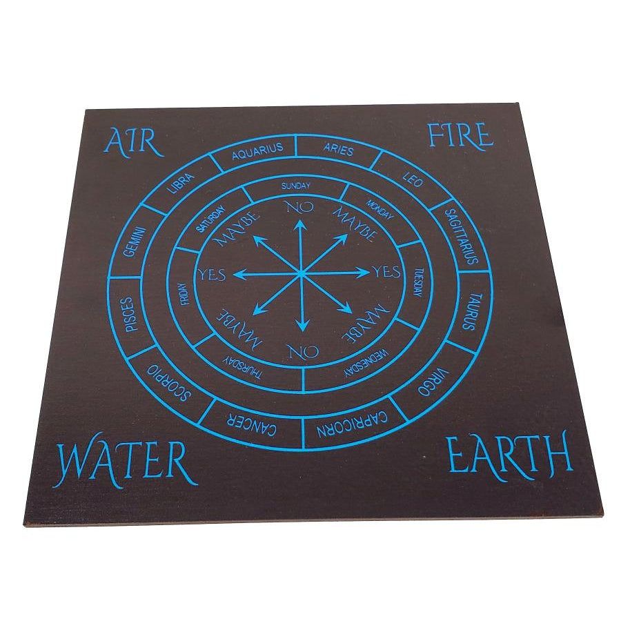8&quot; Blue Print Elemental Zodiac Sign Pendulum / Altar Board, SKU PBOARD-08, UPC 700317307112